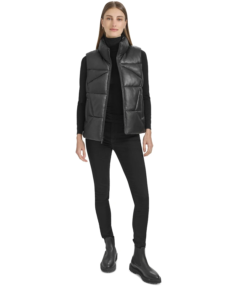 Andrew Marc Sport Women's Faux-Leather Puffer Vest