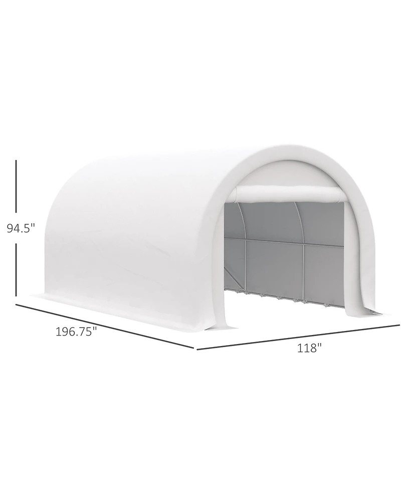 10' x 16' Carport, Heavy Duty Portable Garage Storage Tent with Large Zippered Door, Anti-uv Pe Canopy Cover for Car, Truck, Boat, Motorcycle, Bike, G