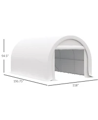 10' x 16' Carport, Heavy Duty Portable Garage Storage Tent with Large Zippered Door, Anti-uv Pe Canopy Cover for Car, Truck, Boat, Motorcycle, Bike, G