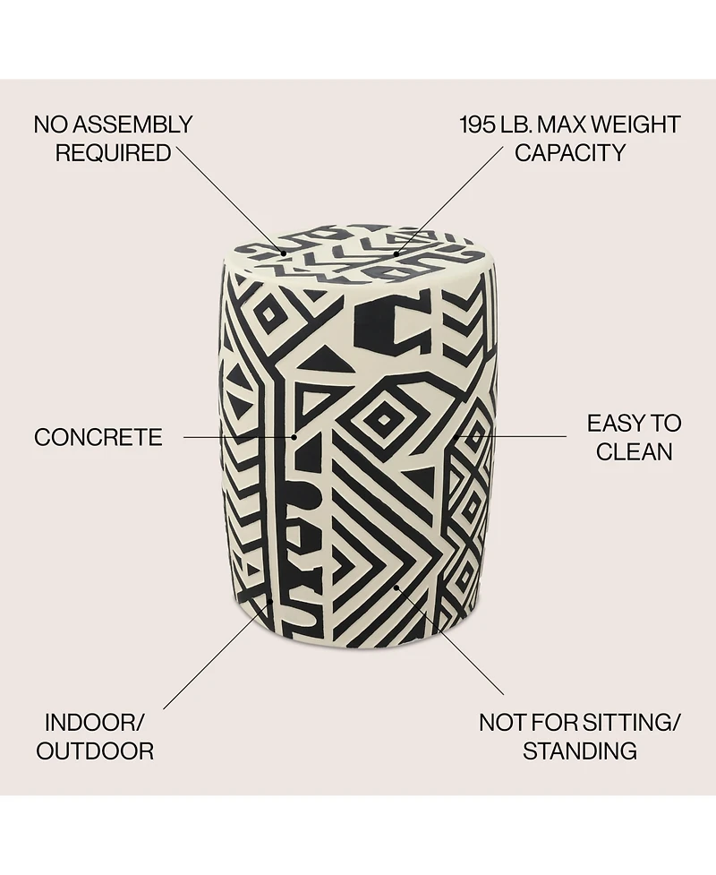 Jonathan Y Rafi Transitional Bohemian Geometric Drum Garden Stool