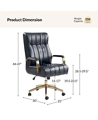 Hulala Home Uwe Modern Leather Ergonomic Executive Office Chair with Sgs International Certified Stainless Steel Gas Spring