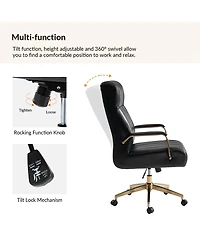 Hulala Home Uwe Modern Leather Ergonomic Executive Office Chair with Sgs International Certified Stainless Steel Gas Spring