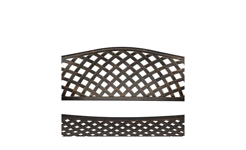 Slickblue Outdoor Cast Aluminum Bench with Mesh Backrest and Seat Surface for Comfortable Seating