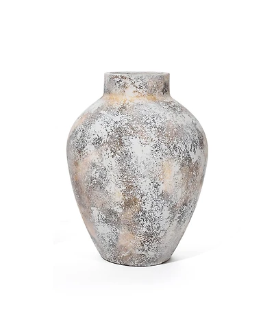LuxenHome Marble White 12 Inch Tall Stoneware Table Vase