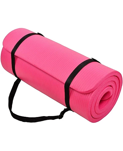 BalanceFrom Fitness BalanceFrom GoCloud 1" Extra Thick Exercise Yoga Mat with Carrying Strap, Pink