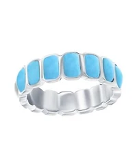 Caribbean Treasures Sterling Silver Rectangle Larimar Eternity Ring