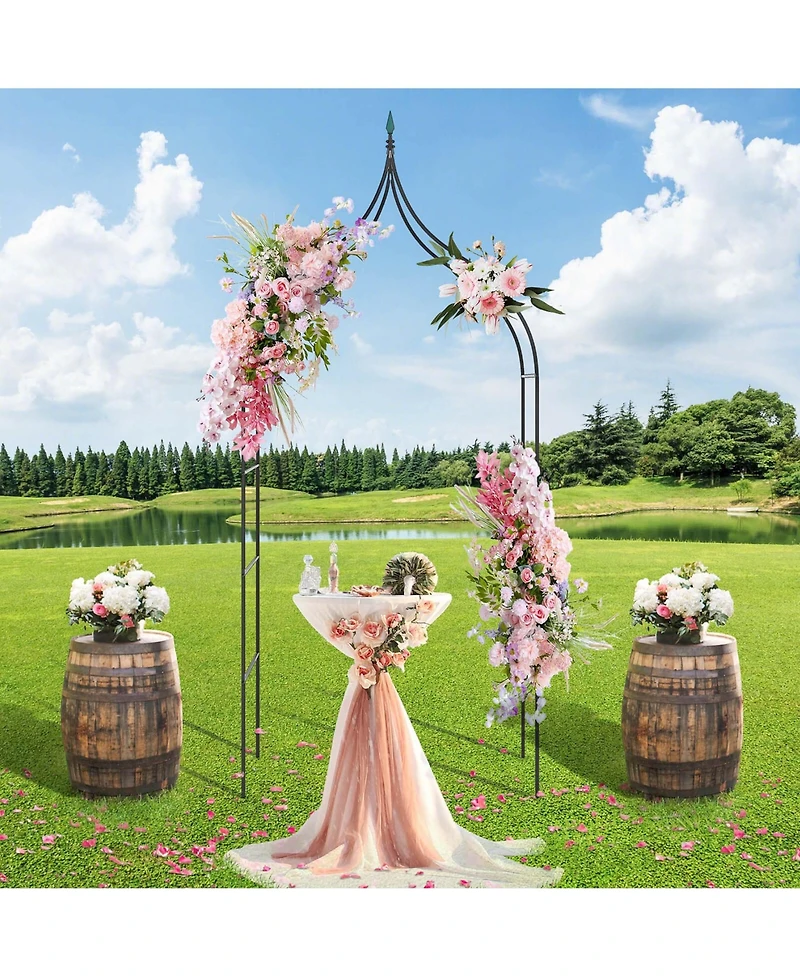 Costway 2 Pcs Garden Arbor with Multiple Side Crossbars Powder-coated Metal Tubes