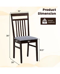 Gymax Upholstered Dining Chair Set of Kitchen Armless Padded w/ Slanted Backrest