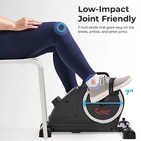 Sunny Health & Fitness Magnetic Compact Under-Desk Mini Pedal Exercise Bike w/Resistance Bands & Free SunnyFit App Connectivity