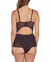 iCollection Women's Glitter and Lace Lingerie Bodysuit