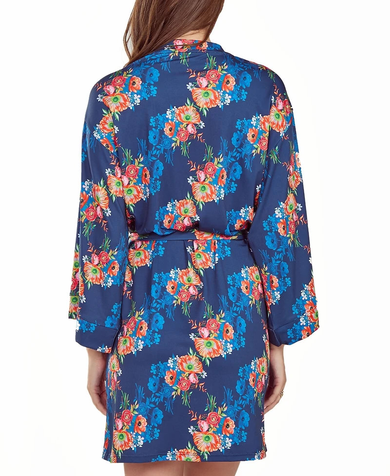 iCollection Women's Floral Microfiber Robe