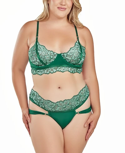 iCollection Plus Size Underwire Bra and Panty Lingerie Set