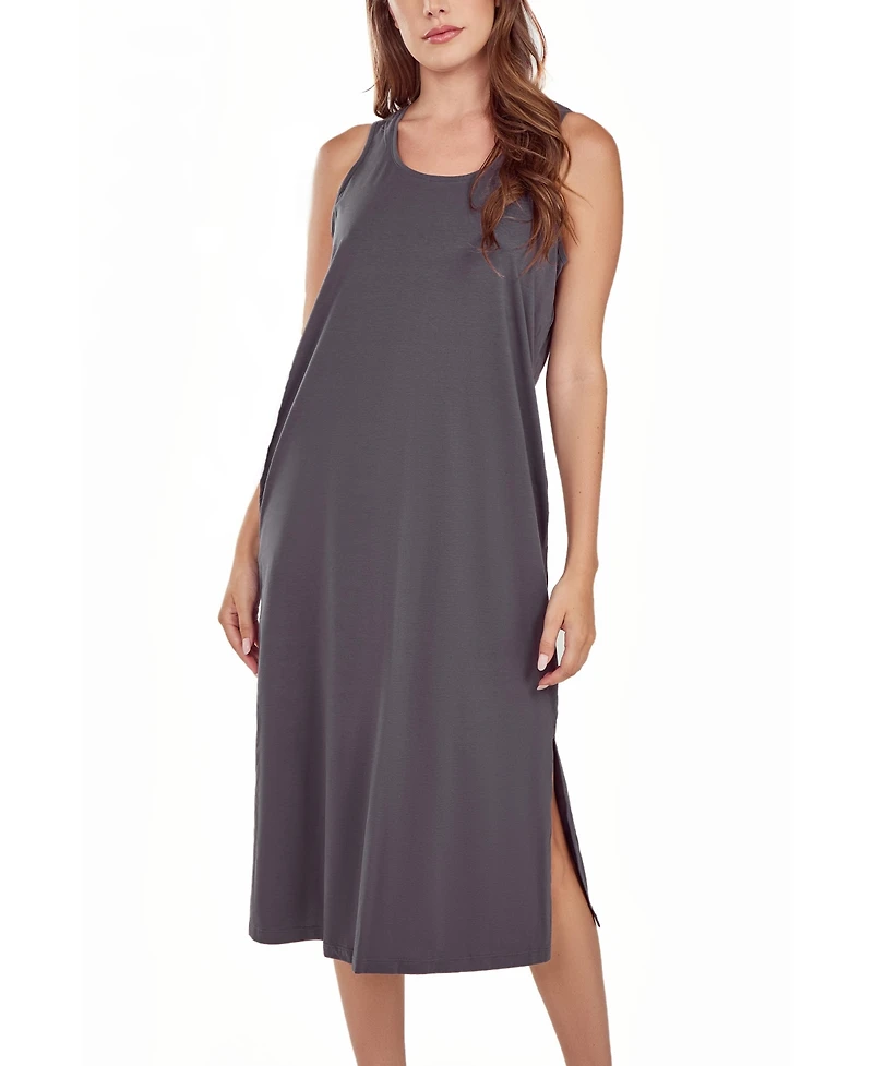 iCollection Women's Soft Knit Tank Dress with Side Pockets
