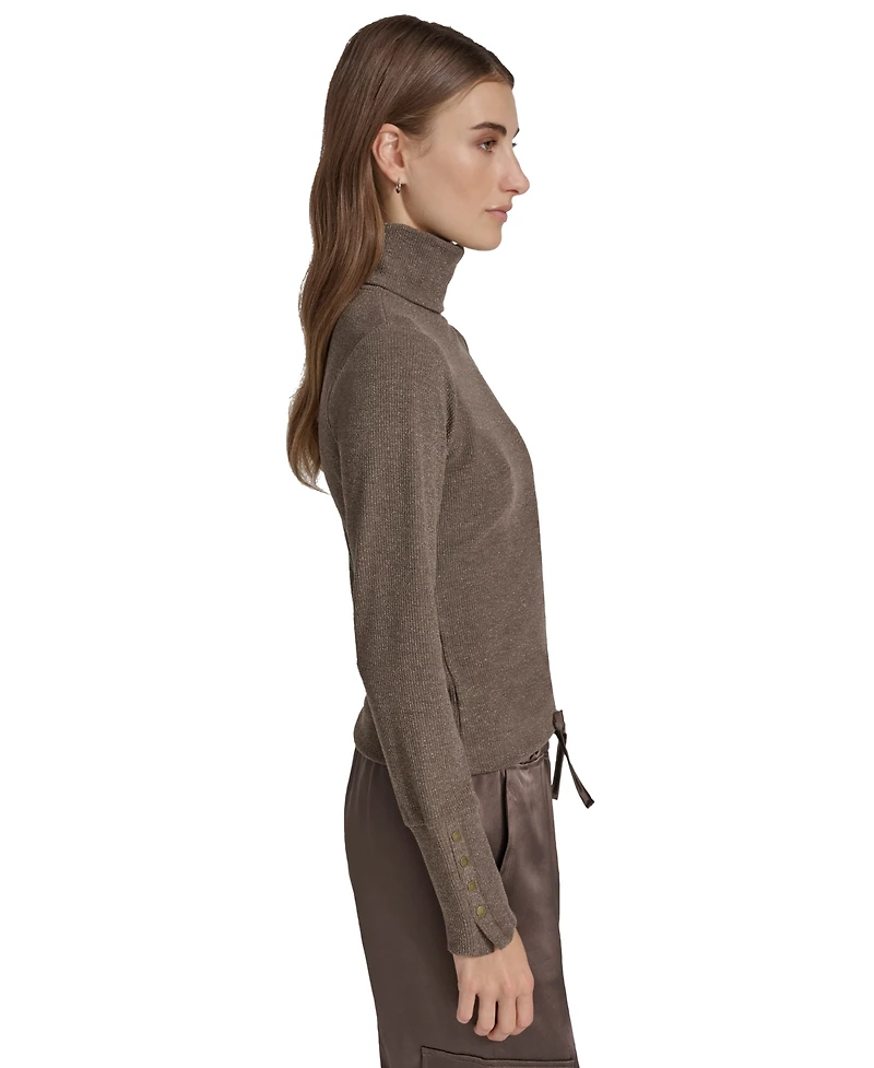 Andrew Marc Sport Women's Metallic Ribbed Turtleneck Top
