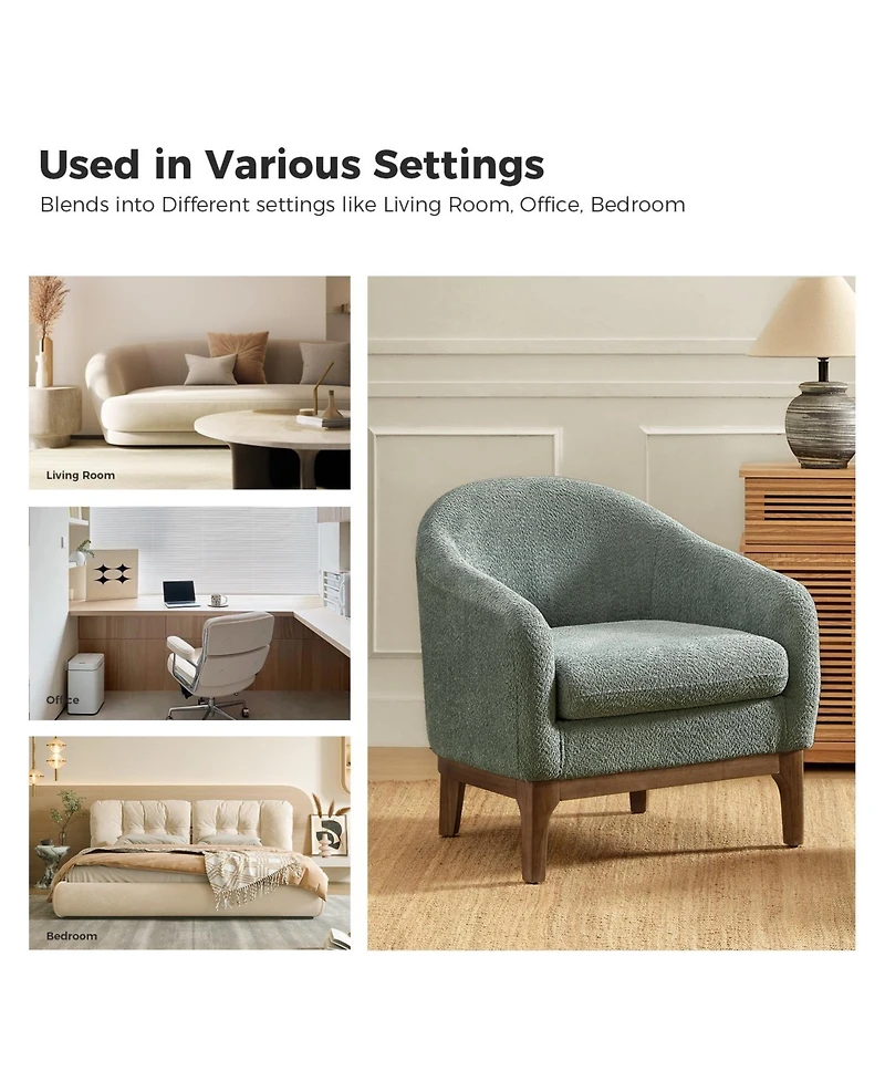 Hulala Home Augus Modern Boucle Armchair Chair with Adjustable Feet