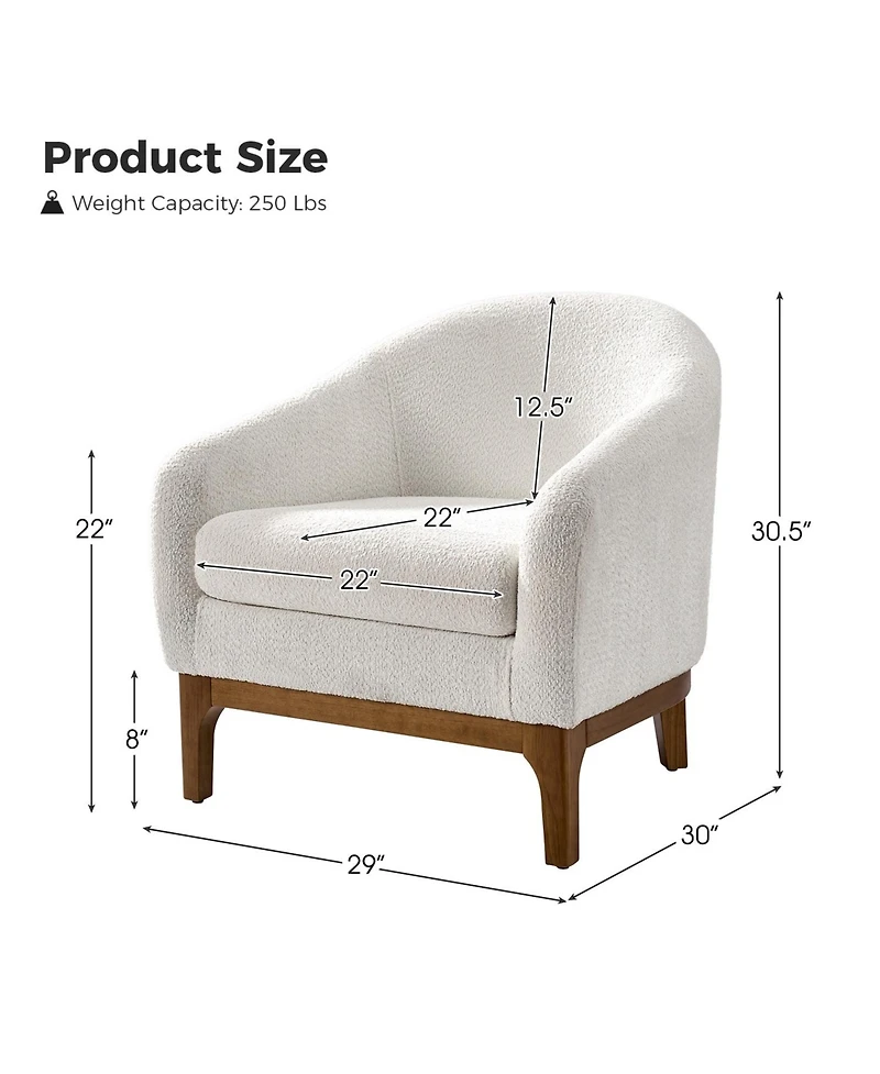 Hulala Home Augus Modern Boucle Armchair Chair with Adjustable Feet