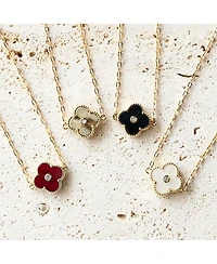 Non-Tarnishing Burgundy Clover Necklace