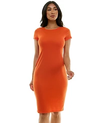 Bebe Women's Short Sleeve Midi T-Shirt Rib Dress