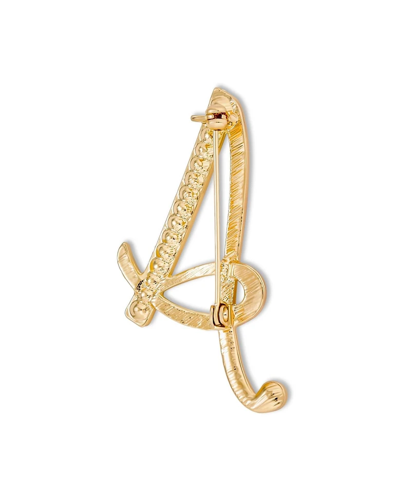 Bling Jewelry Large Statement Abc Pave Crystal Letters Initial Scarf Lapel Pin Brooch Yellow Gold Plated