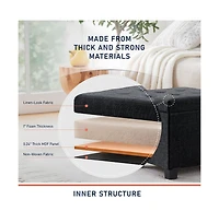 Ornavo Home Foldable Tufted 15 Inch Square Linen Storage Ottoman with Legs