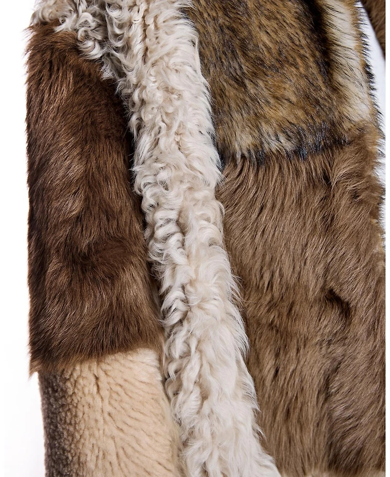 Julia & Stella by Maximilian Women's Patchwork Shearling Coat