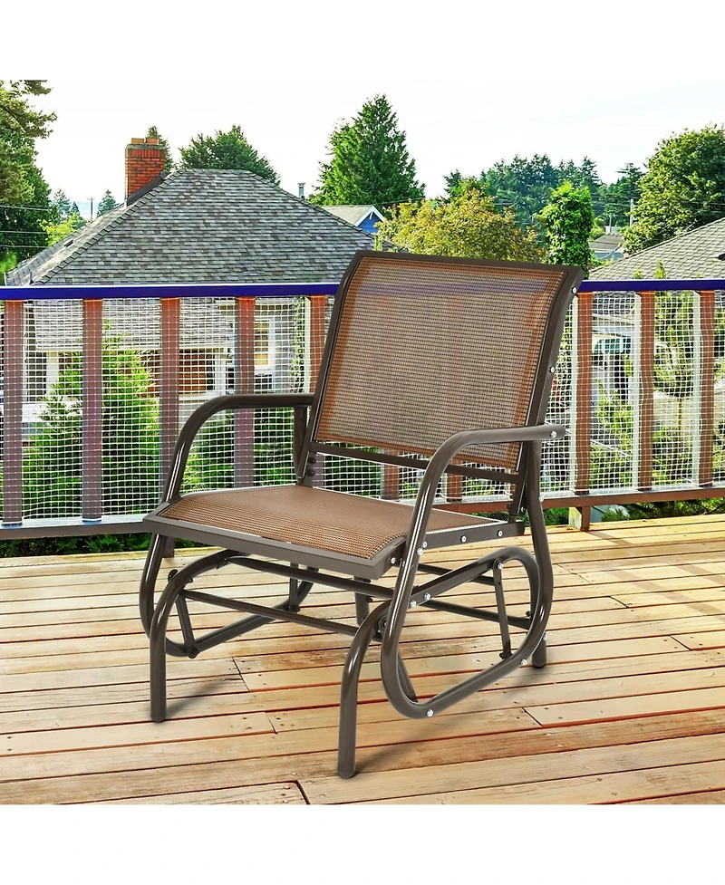 Sugift Outdoor Single Swing Glider Rocking Chair with Armrest