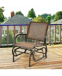 Sugift Outdoor Single Swing Glider Rocking Chair with Armrest