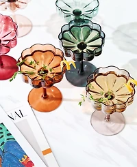 The Wine Savant Martini and Champagne Flower Classic Wavy Glass Coupes, Set of 6