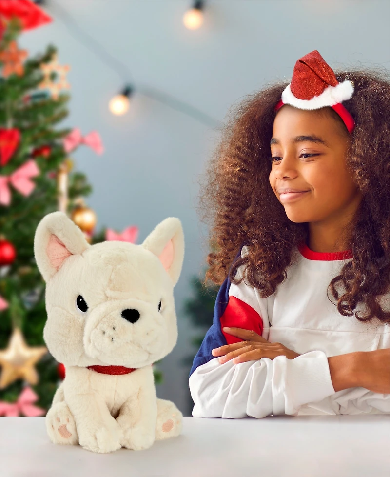 Geoffrey's Toy Box 10" French Bulldog with Christmas Hat Plush Toy, Created for Macy's