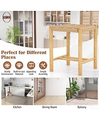 Sugift Dining Stool Set of 2 with Rubber Wood Frame