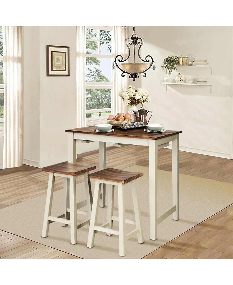 Sugift Counter Height Pub Table with 2 Saddle Bar Stools