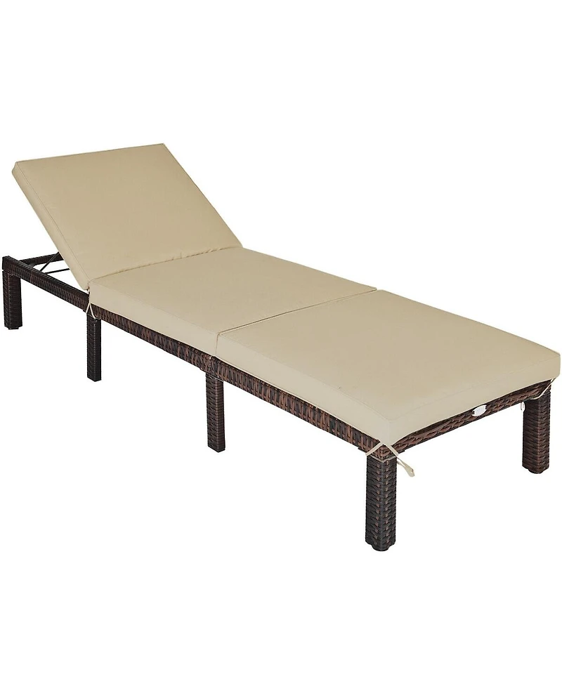 Sugift Paito Wicker Chaise Lounger with Adjustable Backrest