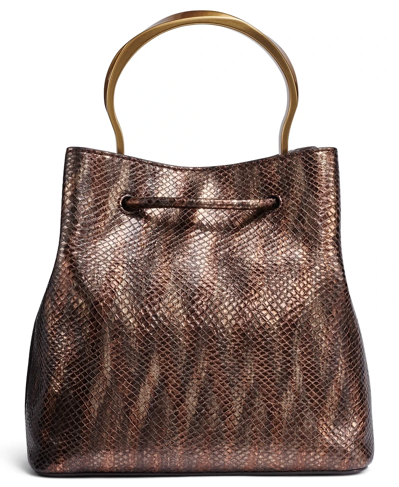 Donna Karan New York Lawrence Metallic Snake Top Handle Bucket Bag