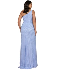 Lara Women's One shoulder beaded gown with slit