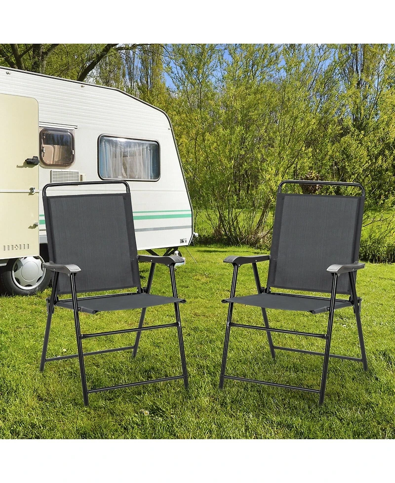 Sugift 4 Pieces Portable Outdoor Folding Chair with Armrest