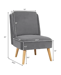 Inolait Velvet Accent Armless Side Chair with Rubber Wood Legs for Bedroom