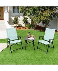 Sugift Patio Dining Chair Set of 2 with Armrests and Metal Frame