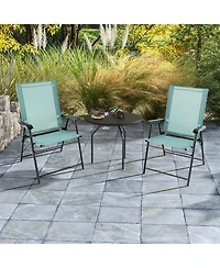 Sugift Patio Dining Chair Set of 2 with Armrests and Metal Frame