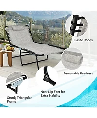Sugift 4 Position Folding Lounge Chaise with Adjustable Backrest and Footrest