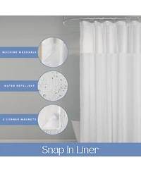 Awesome Home Starburst Water Repellent Crinkle Shower Curtain with Snap-in Liner and Hooks Set, 71"X72"