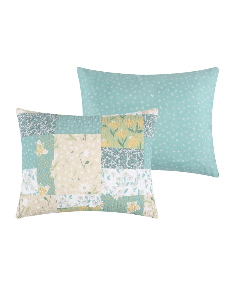 Greenland Home Fashions Evangeline Modern Floral Reversible 3-Pc. Quilt Set