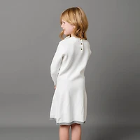 Hope & Henry Toddler Girls Organic Long Sleeve Mock Neck Bow Detail Sweater Dress