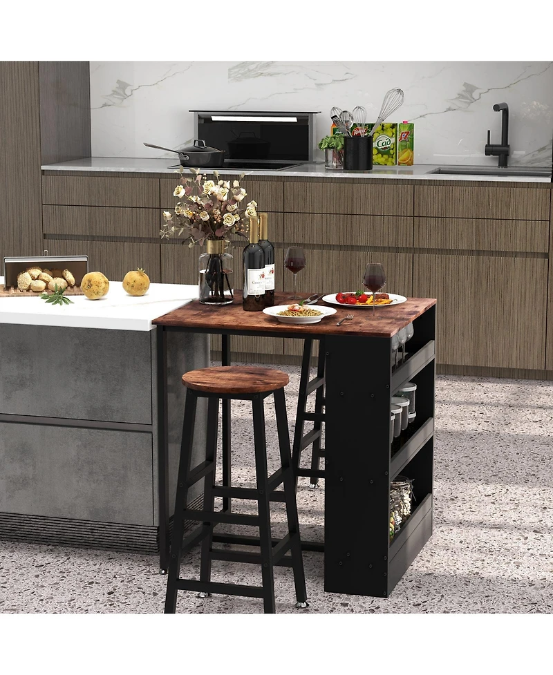 Sugift 3 Pieces Bar Table Set with Storage