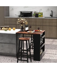 Sugift 3 Pieces Bar Table Set with Storage