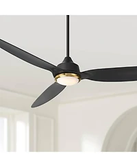 Casa Vieja 60" Revere Indoor Outdoor Ceiling Fan 3 Blade Customize Led Remote Control Matte Black Finish Bedroom Patio Damp Rated