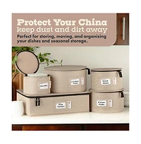 Hard Shell China Storage Containers 5-Piece Set Moving Boxes for Dinnerware Service for 12