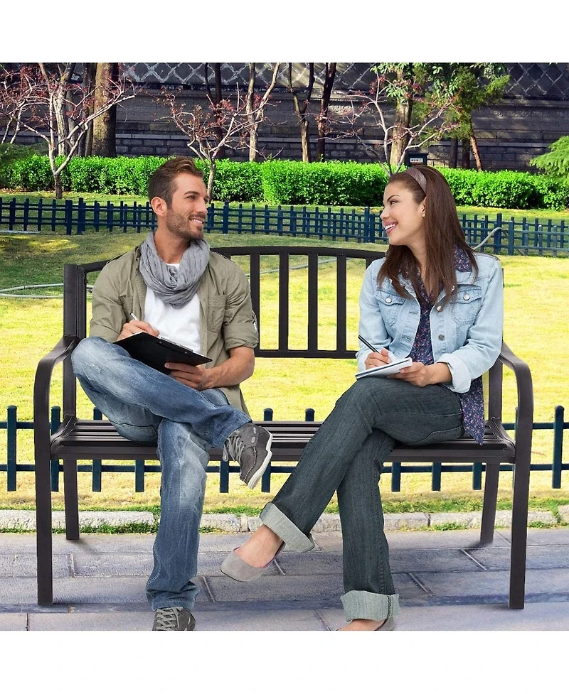 Sugift 50 Inch Patio Garden Bench Loveseats for Outdoor