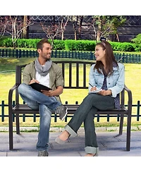 Sugift 50 Inch Patio Garden Bench Loveseats for Outdoor