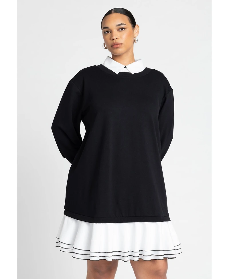 Eloquii Women's Plus Twofer Mini Shirt Dress