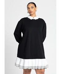 Eloquii Women's Plus Twofer Mini Shirt Dress